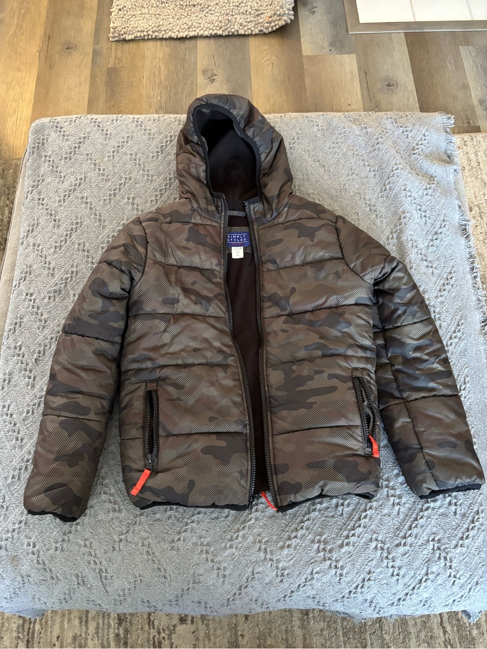 Sears Boys' Camouflage Hooded Puffer Jacket - Brown & Green